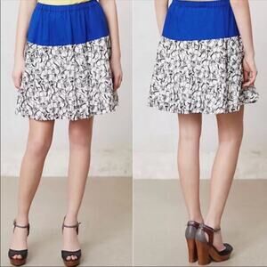 Anthro Postmark Bellflower Bloom Embroidered Skirt